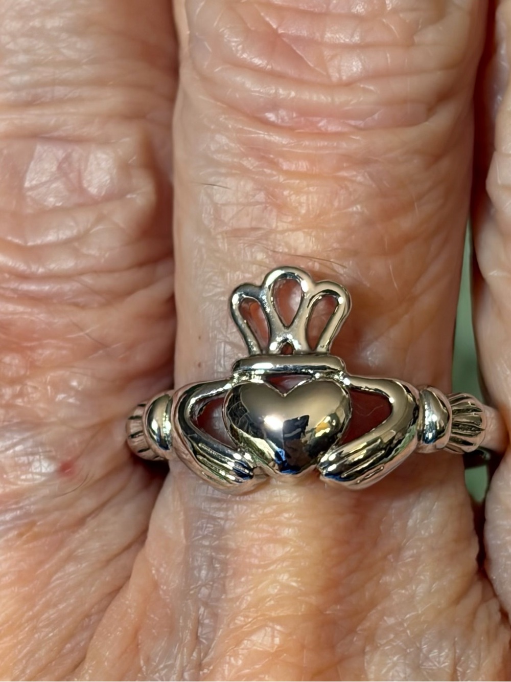 Claddagh Style Silver-Tone Ring - Heart & Crown Design